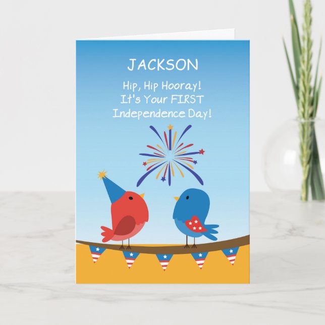Carte Babys First 4 juillet Oiseaux observer les feux d' (Devant)