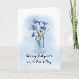 Carte Babysitter Fête des mères Cornflowers à Mason Jar