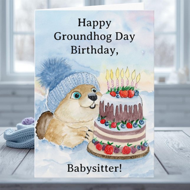 Carte Babysitter Happy Groundhog Day Birthday  (Créateur téléchargé)