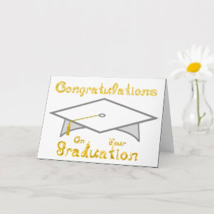 Carte Bac de graduation blanc et or Casquette ou