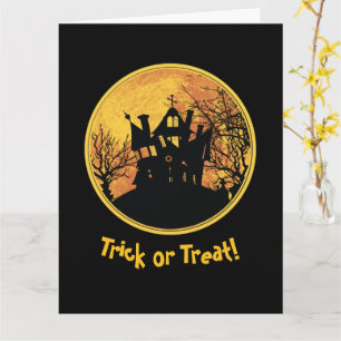 Carte Bac de nuit d'Halloween ou maison de Pleine lune d