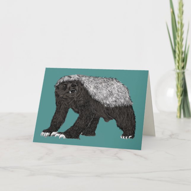 Carte Badass Honey Badger Attitude sans peur Art animal (Devant)