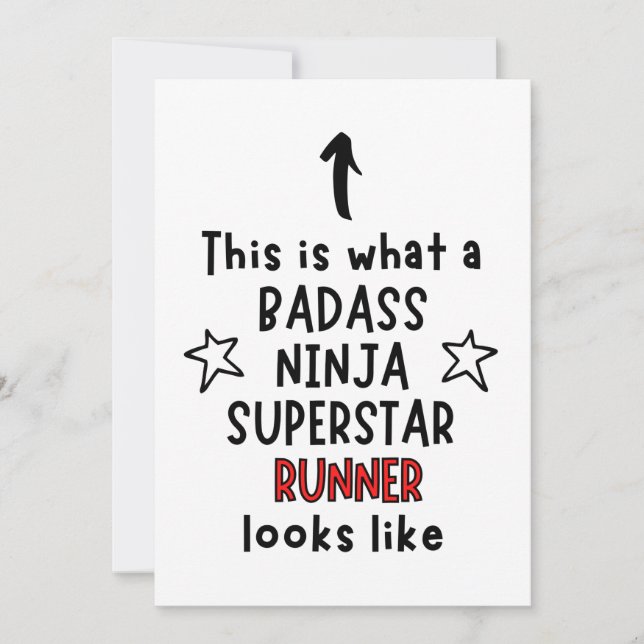 Carte Badass, Ninja, Superstar, Runner (Devant)