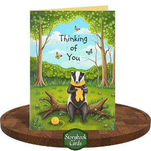 Carte Badger de Forêt Folksy Crochet Sock Penser à vous