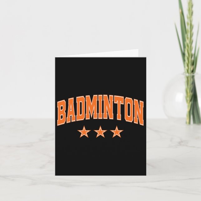 Carte Badminton All Orange Stars Clic Retro Varsity Text (Devant)