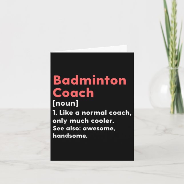 Carte Badminton Coach Définition Funny Trainer Perres ca (Devant)