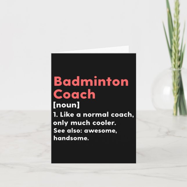Carte Badminton Coach Définition Funny Trainer Perres ca (Devant)