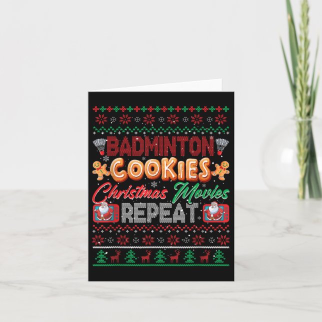 Carte Badminton Cookies Cinéma de Noël Répéter le pull (Devant)