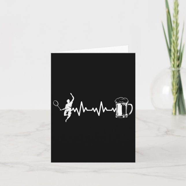 Carte Badminton Player Racket - Heartbeat Ekg Badminton (Devant)