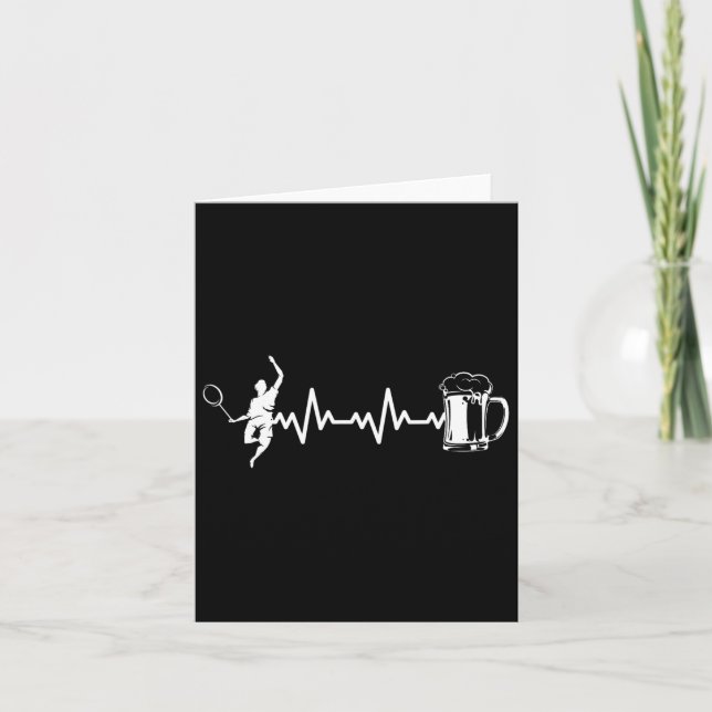 Carte Badminton Player Racket - Heartbeat Ekg Badminton (Devant)