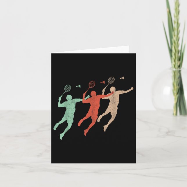 Carte Badminton Player Retro Smash Shuttle Vintage Badmi (Devant)