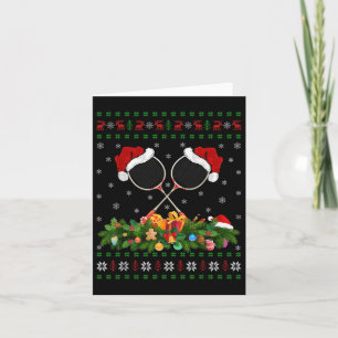 Carte Badminton Sports Lover Xmas Père Noël Ugly Badmint