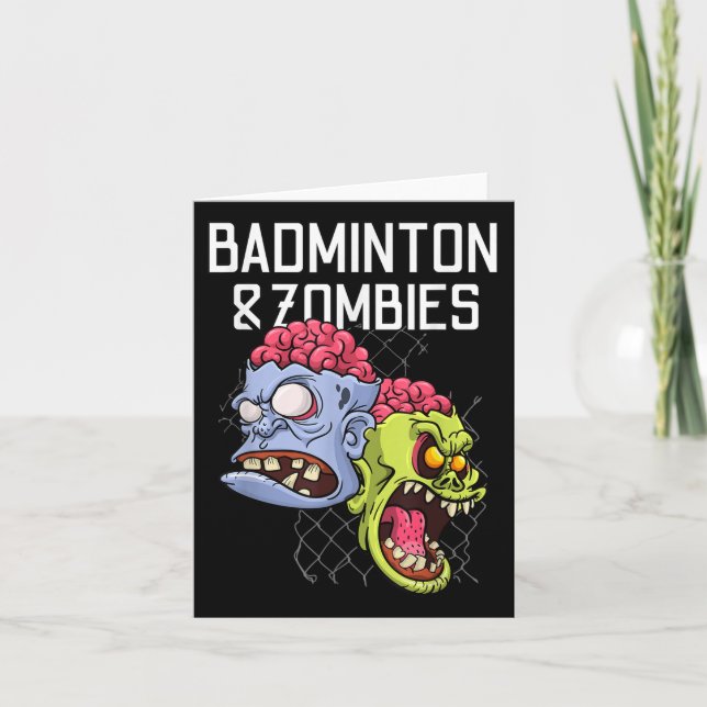Carte Badminton Zombies Jeu de sport drôle Raquette Vola (Devant)