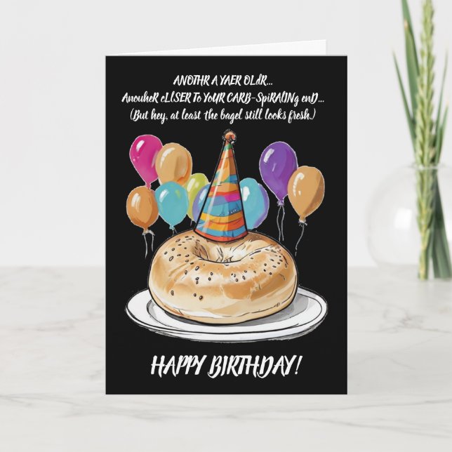 Carte Bagel arcastique Anniversaire avec Ballons (Devant)