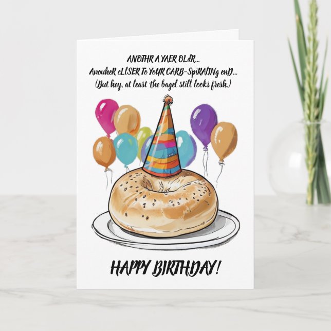 Carte Bagel arcastique Anniversaire avec Ballons (Devant)