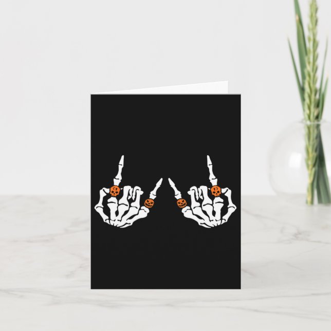 Carte Bagues de squelette de rock de signe de main de ro (Devant)
