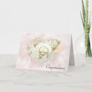 Carte Bagues mariages en coquillage et sable