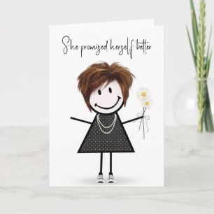 Carte Baguette de chatte figure fille pour l'anniversair