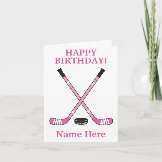 Carte Baguettes de hockey rose pour filles (Devant)