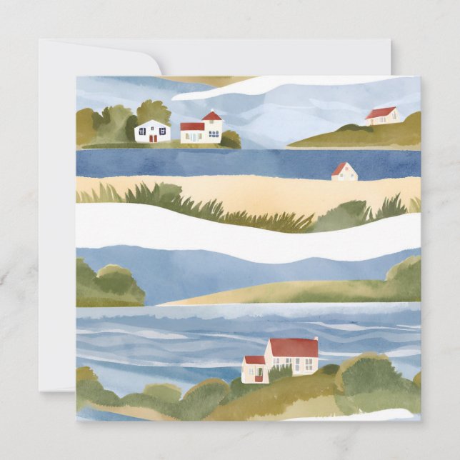 Carte Baie de Cape Cod | Aquarelle de rivage océanique c (Devant)