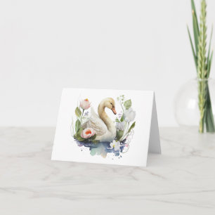 Carte Baignade avec Fleurs BLANC