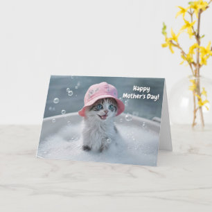 Carte Bain moussant pour chat amusant et mignon pour la 