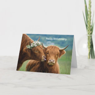Carte Baiser de vache Highland d'anniversaire