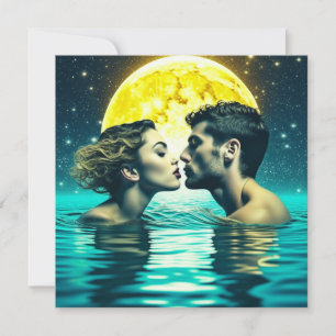 Carte Baiser romantique sous la lune