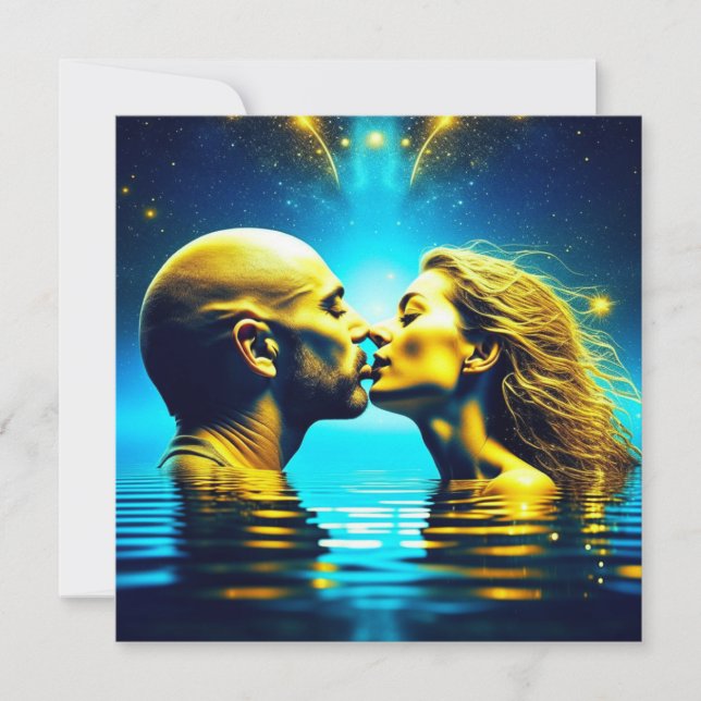 Carte Baiser romantique sous les étoiles Art éthéré (Devant)