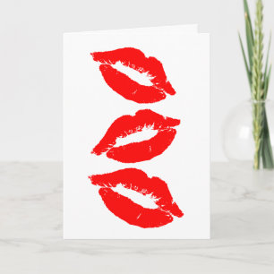 CARTE BAISERS D'ANNIVERSAIRE LÈVRES ROUGES