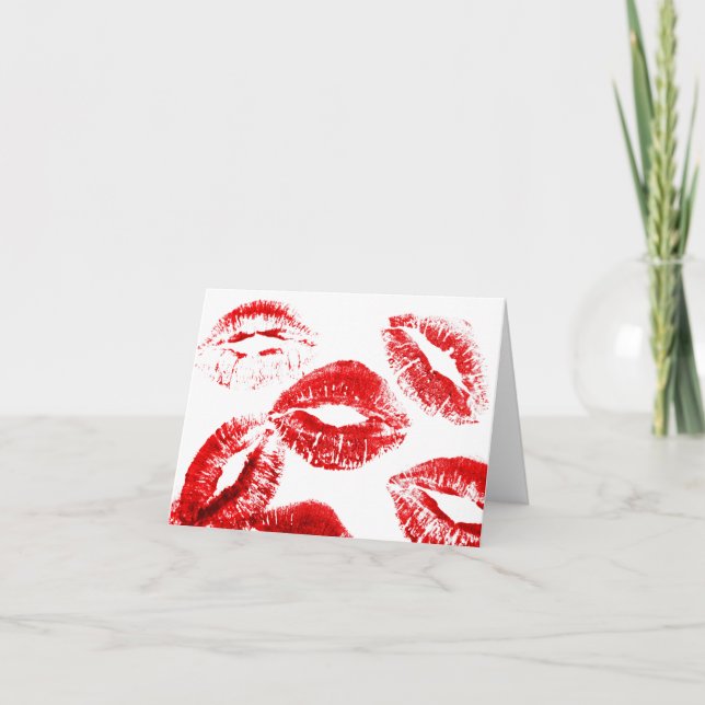 Carte Baisers de rouge à lèvres Baiser Empreinte de lèvr (Devant)
