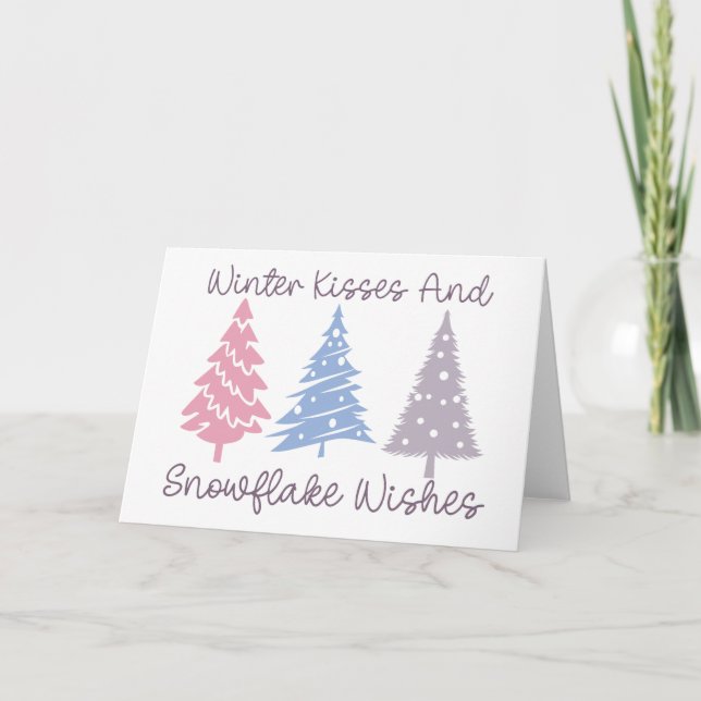 Carte Baisers d'hiver et Vœux de flocons de neige (Devant)