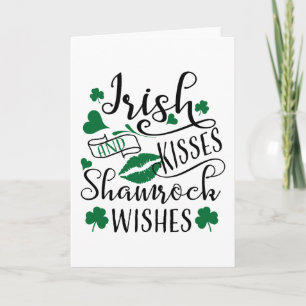 Carte Baisers irlandais et souhaits Shamrocks