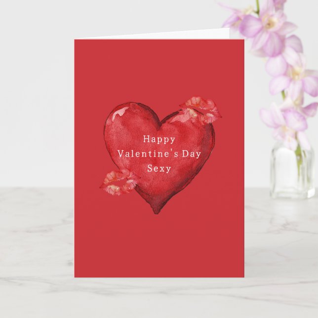 Carte Baisers Rouge du Cœur pour la Saint-Valentin (Orchidée)