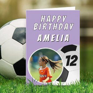 Carte Bal de football violet photo Anniversaire