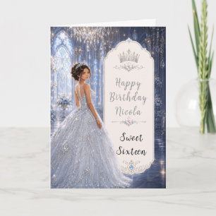 Carte Bal de Sweet Sixteen Bleu Clair au Clair de Lune