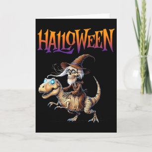Carte Balade squelette T-Rex Halloween 