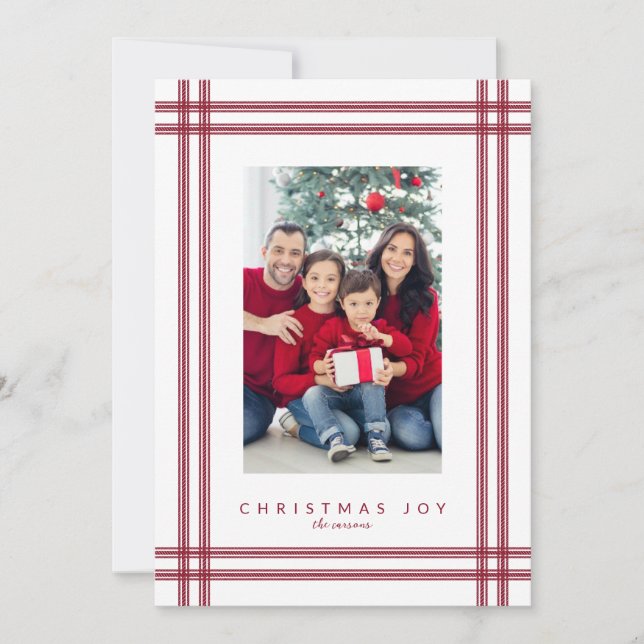Carte Balayage de Noël cadre à rayures vacances multipho (Devant)