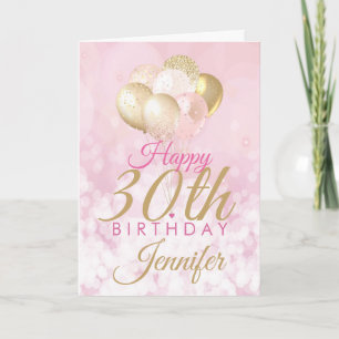 Carte Balcon Parties scintillant rose 30e anniversaire