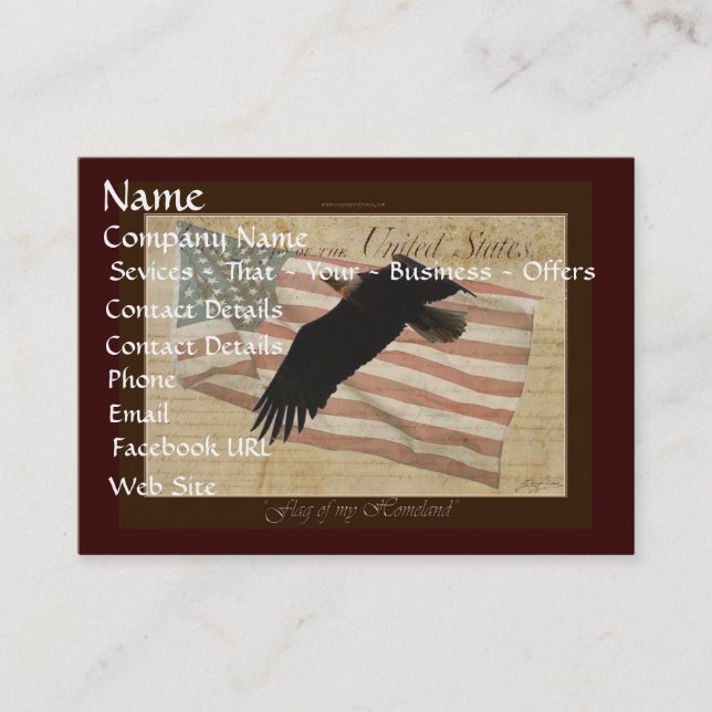 Carte BALD AMÉRICAINE EAGLE & US FLAG (Devant)
