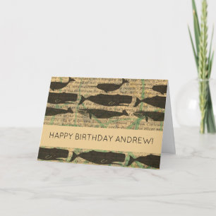 Carte Baleine antique Vie marine