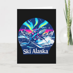 Carte Baleine appréciant le ski dans l'aventure en Alask