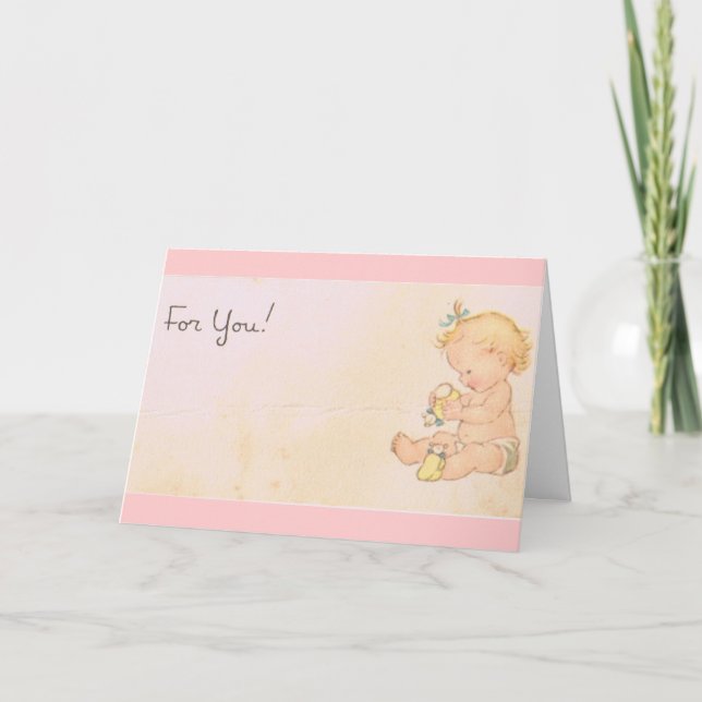 Carte Balise cadeau bébé vintage (Devant)