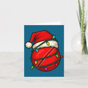 Carte Balle de cricket avec chapeau de Père Noël drôle d