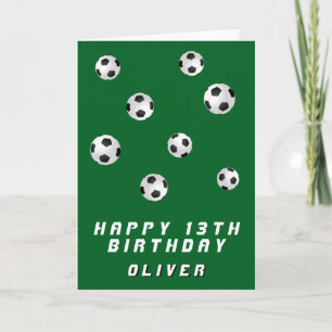 Carte Balle de foot verte Joyeux Anniversaire Garçon