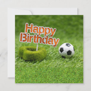 Carte Balle de football avec Joyeux Anniversaire sur Ver
