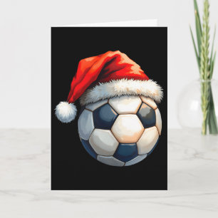 Carte Balle de football mignonne Noël chapeau de Père No