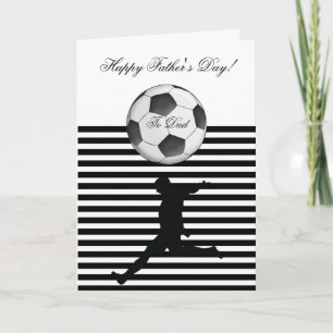 Carte Balle de football rayée pour la fête des pères ave