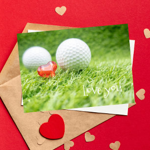 Carte Balle de golf avec amour cœur rouge sur la Saint-V