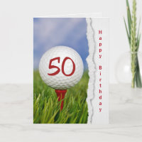 balle de golf en tee pour 50e anniversaire